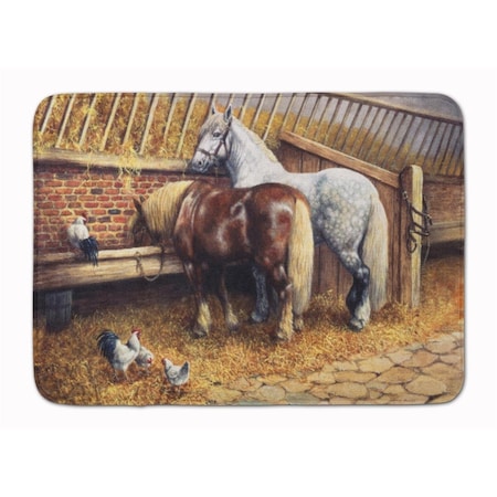 Carolines Treasures Horses Eating with the Chickens Machine Washable Memory Foam Mat BDBA0135RUG